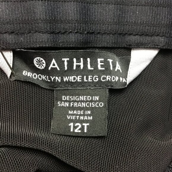 Athleta Brooklyn Wide Leg Crop Pants Womens Black With Pockets - Picture 7 of 9